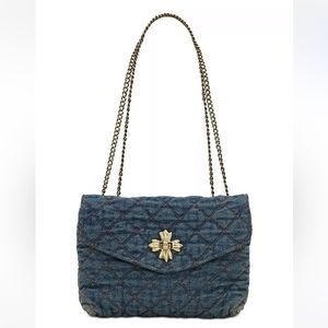 Small size denim quilted bag with Mellon Chain by Patricia Nash